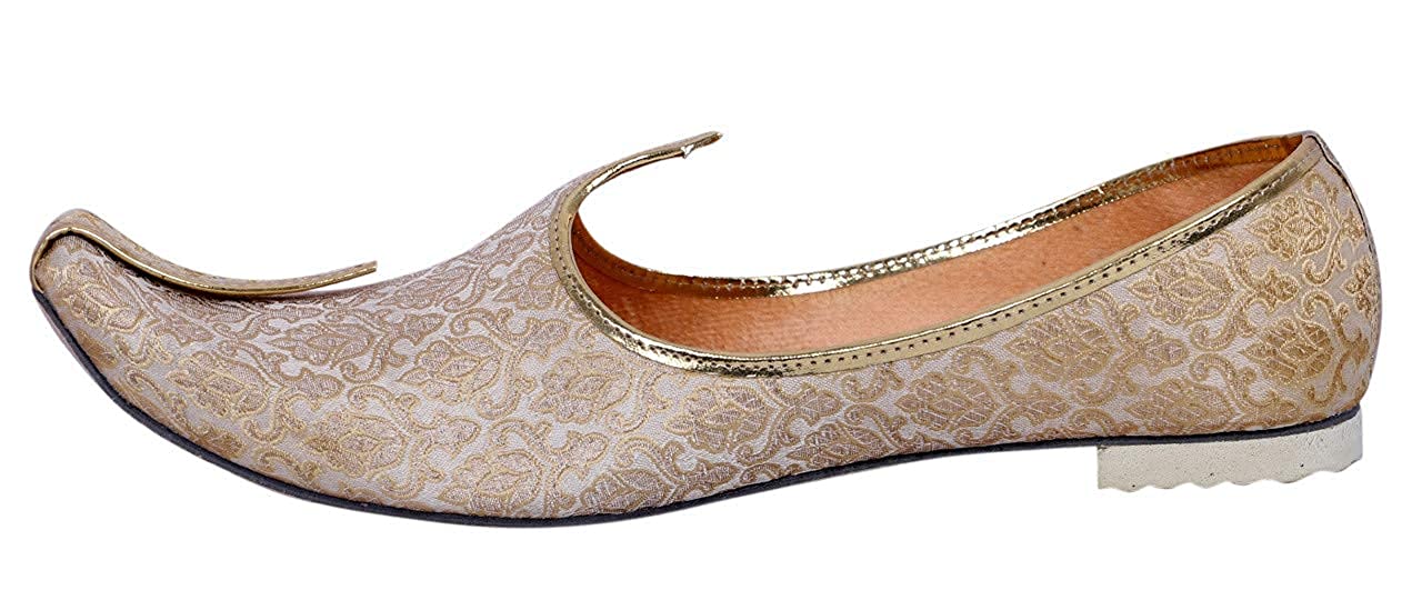 DEEUCO Men's Ethnic Juti/Mojari for Wedding and Party Occasions (Cream)