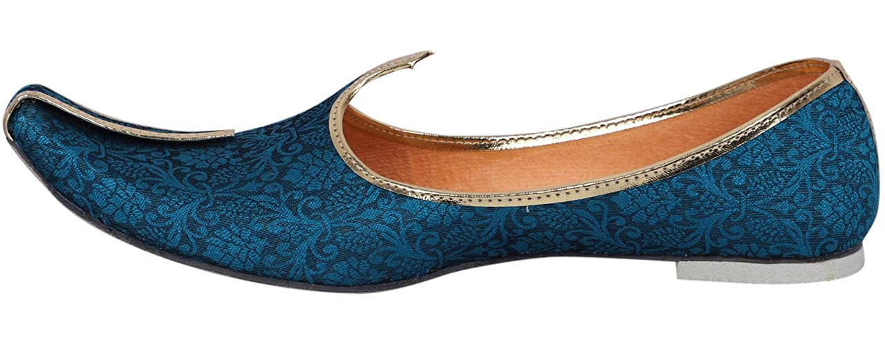 DEEUCO Men's Traditional Wedding and Sherwani Jutti/Mojari (Blue)