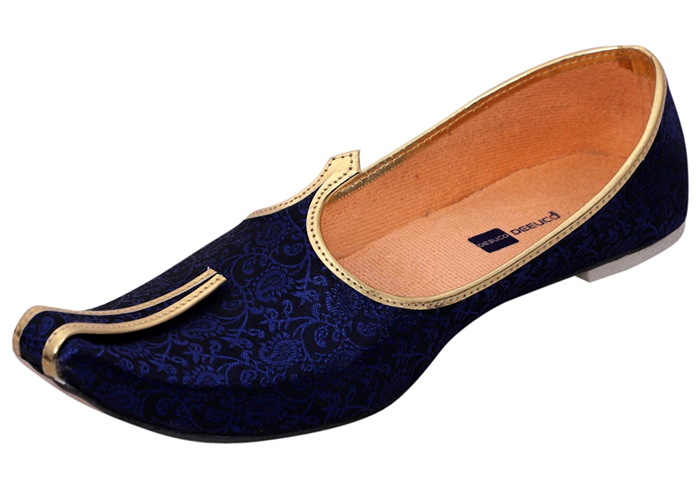 DEEUCO Men's Traditional Premium Blue Wedding and Sherwani Jutti (Mojari)