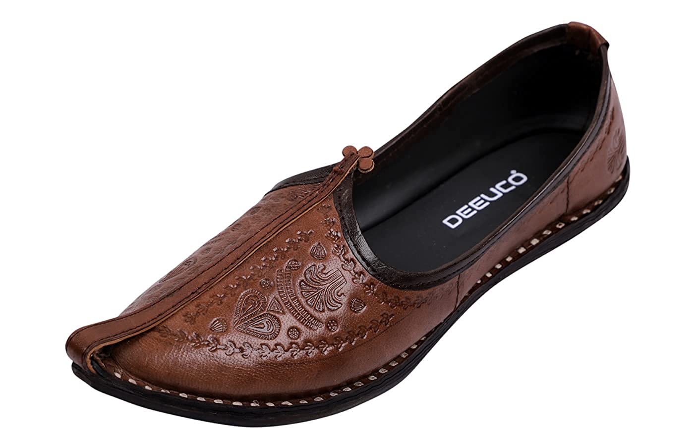 DEEUCO Men's Ethnic Brown Tan Leather Juttis