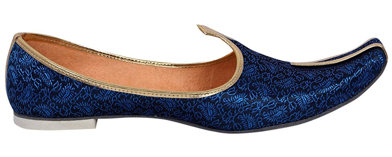 DEEUCO Men's Traditional Wedding and Sherwani Jutti/Mojari (Navy Blue)