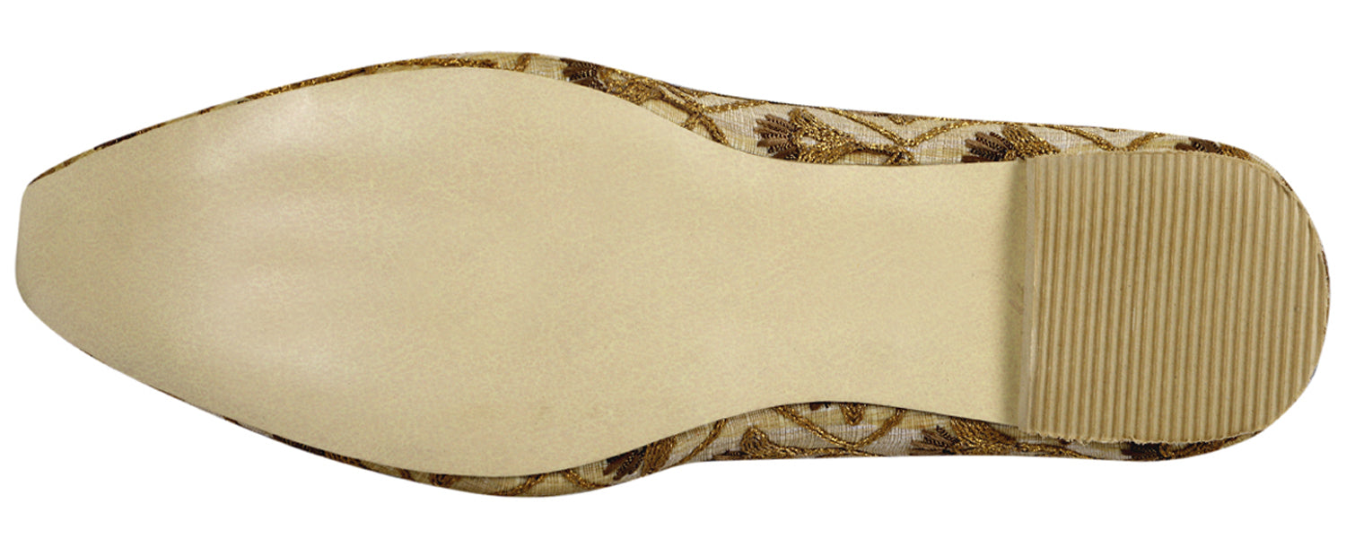 DEEUCO Men's Tradition Golden and Maroon Embroidery Design Wedding and Sherwani Jutti,Mojari