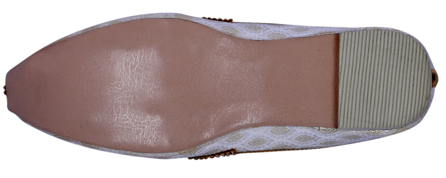 DEEUCO Men's Ethnic Cream N Golden Wedding and Sherwani Jutti, Mojari