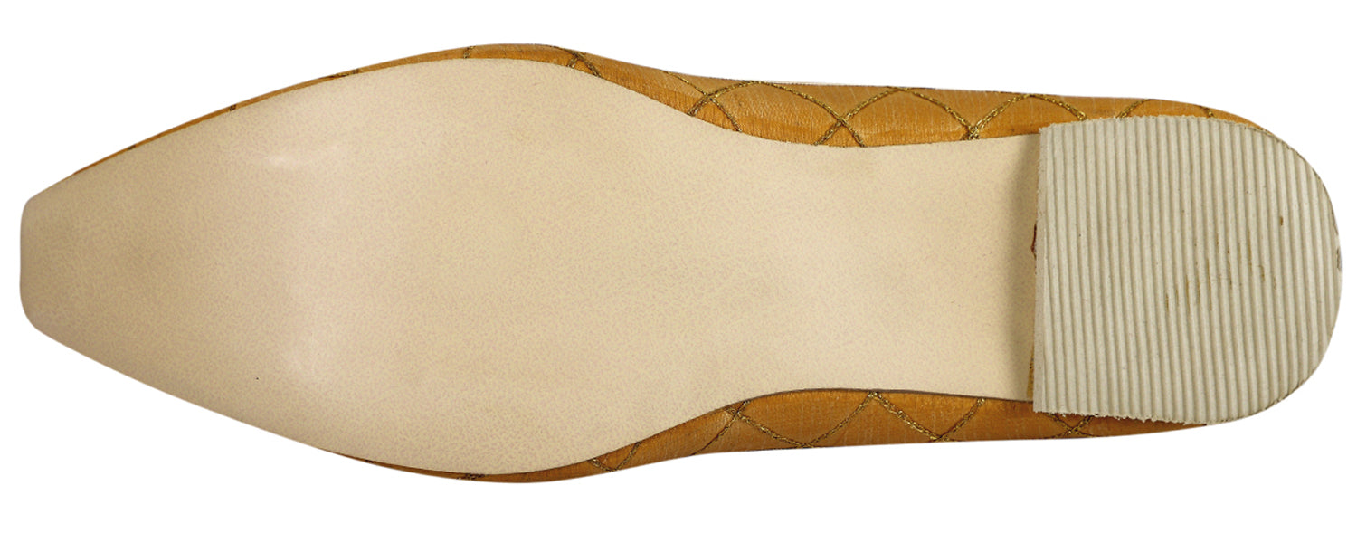 DEEUCO Men's Ethnic Gold and Maroon Embroidery Design Wedding and Sherwani Jutti,Mojari,