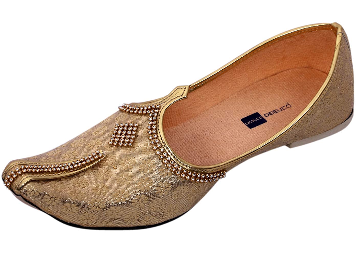 DEEUCO Men's Traditional Premium Golden Wedding and Sherwani Jutti (Mojari)