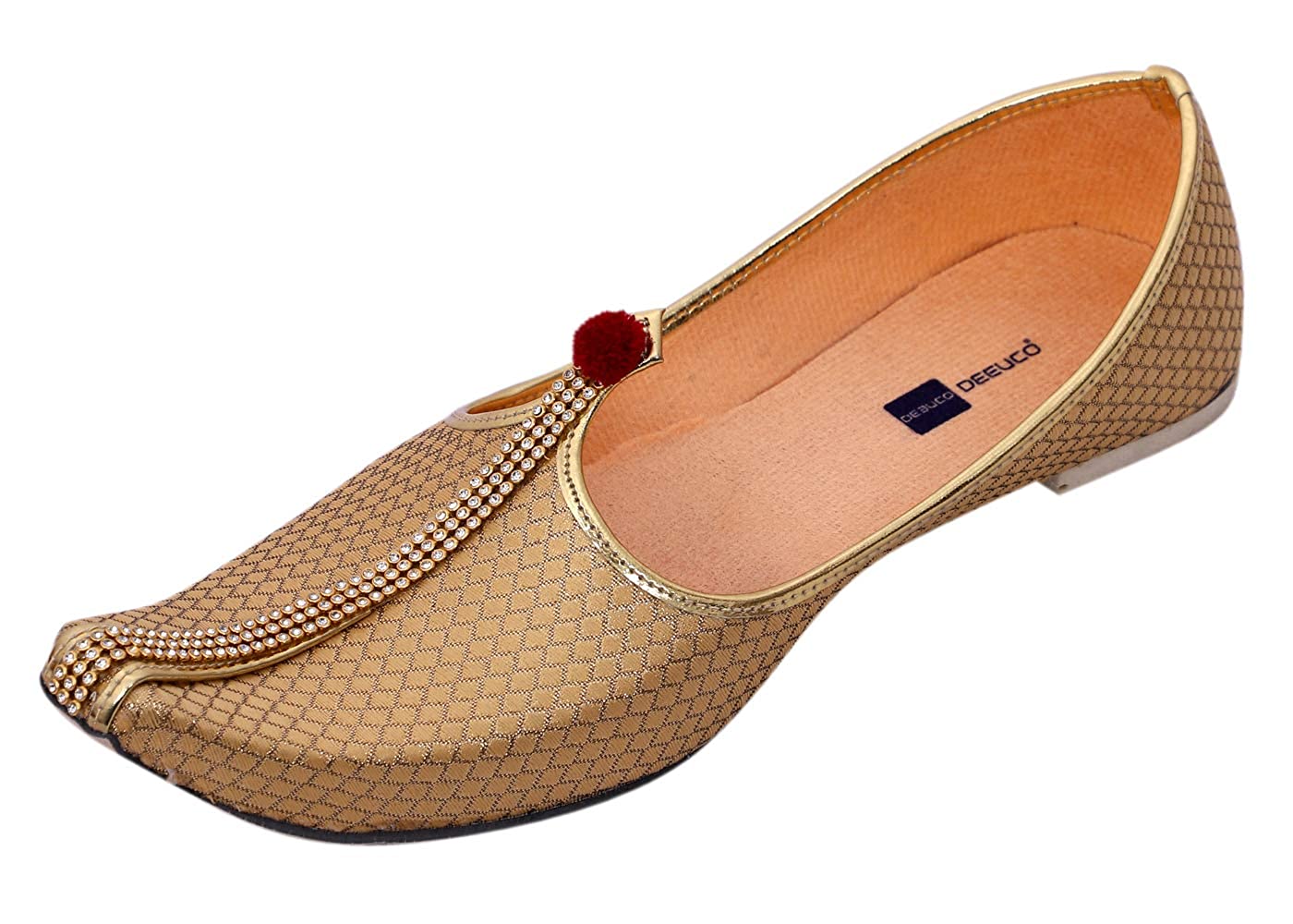 DEEUCO Men's Traditional Premium Golden Wedding and Sherwani Jutti (Mojari)