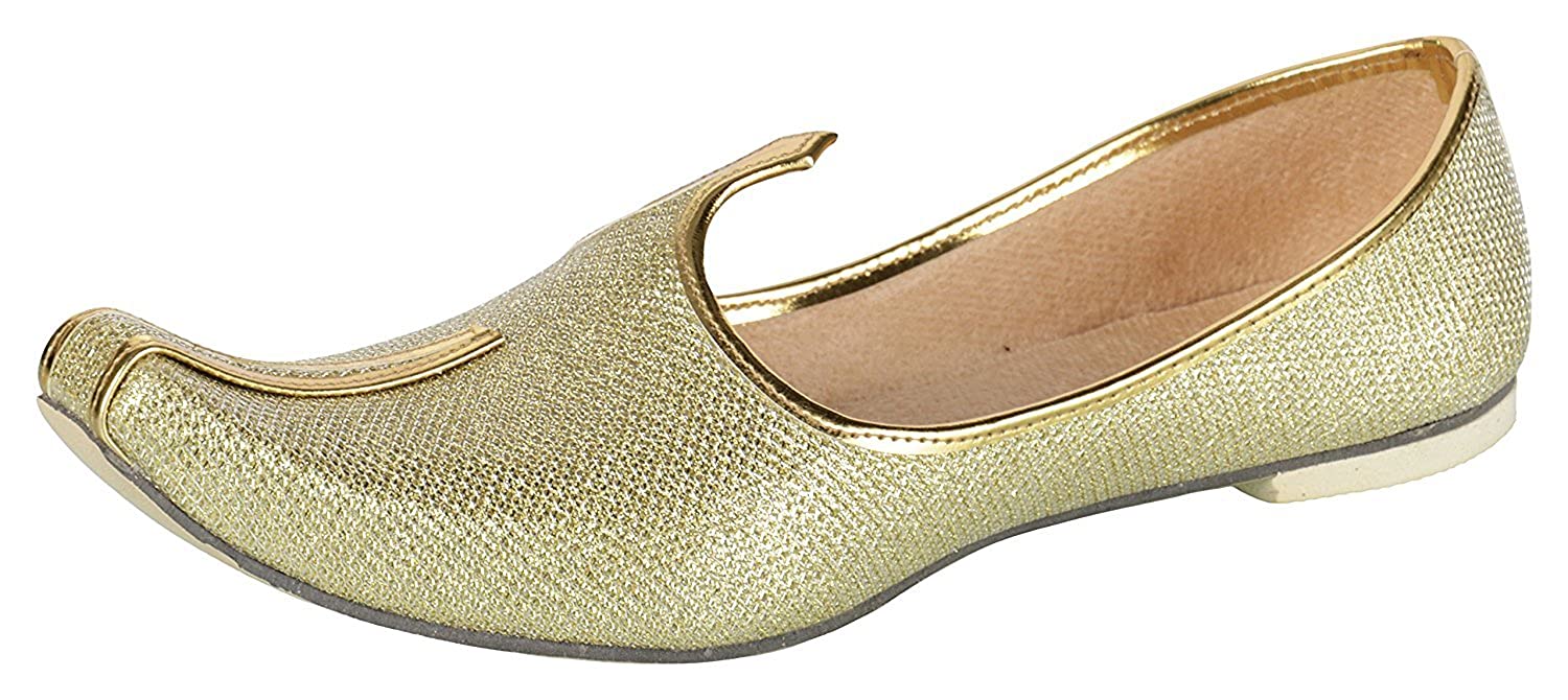 Ramraj Men's Premium Gold Traditional Wedding and Sherwani Jutti,Mojari