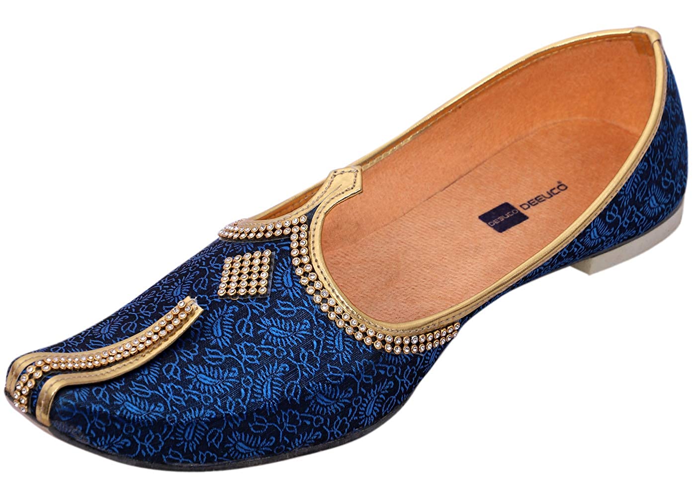 DEEUCO Men's Traditional Premium Light Blue Wedding and Sherwani Jutti (Mojari