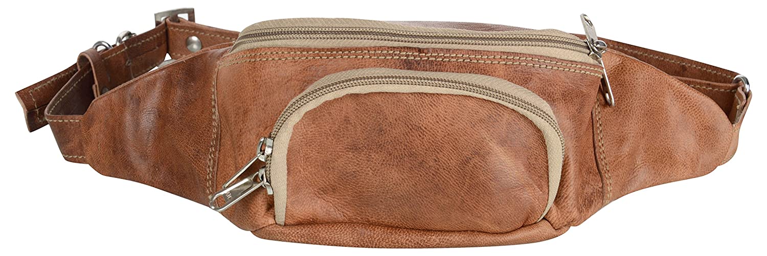 Unisex Handmade Leather Baguettes/waist leather bag (Brown)