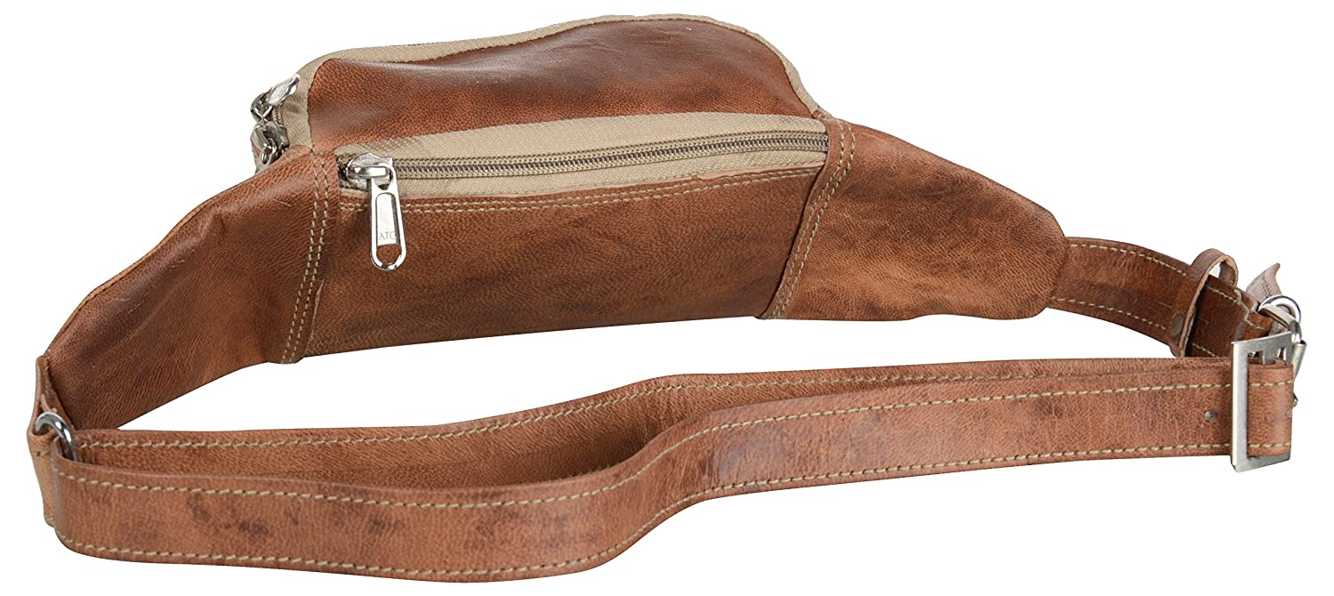 Unisex Handmade Leather Baguettes/waist leather bag (Brown)