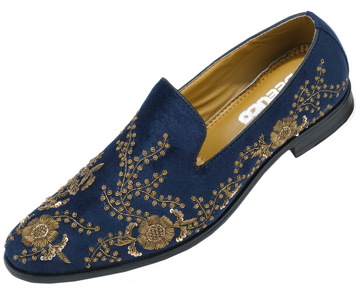 Deeuco Premium Navy Blue Velvet Zardozi embroidery Jutti