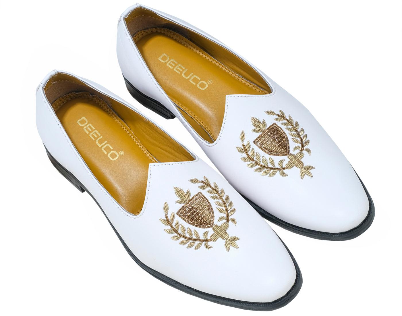 Deeuco Premium white Traditional Zardozi work embroidery Jutti