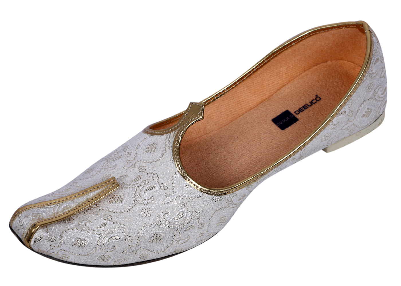 DEEUCO Men's Traditional White Wedding and Sherwani Jutti,Mojari