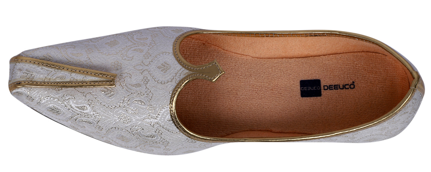 DEEUCO Men's Traditional White Wedding and Sherwani Jutti,Mojari