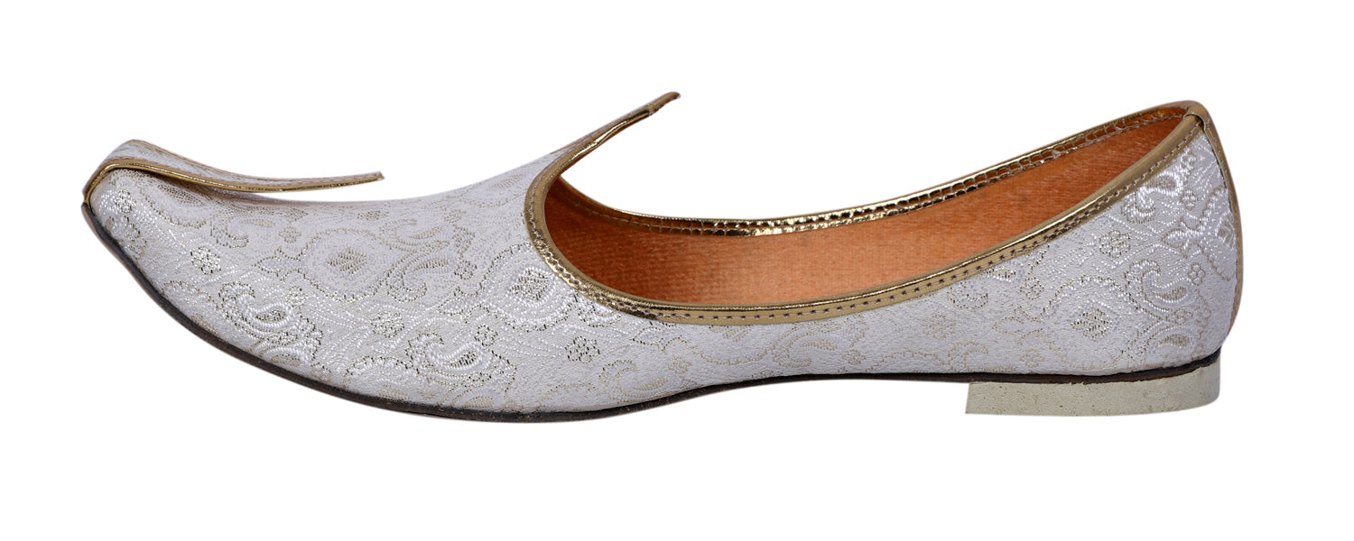 DEEUCO Men's Traditional White Wedding and Sherwani Jutti,Mojari