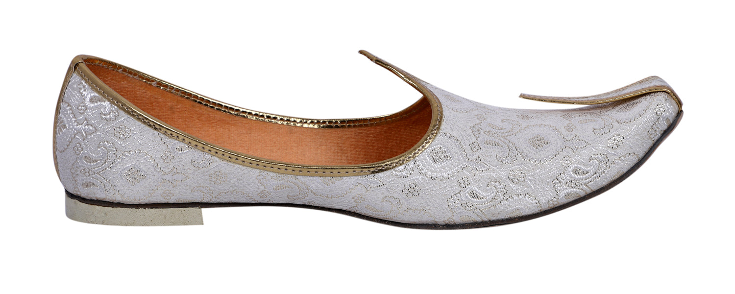 DEEUCO Men's Traditional White Wedding and Sherwani Jutti,Mojari