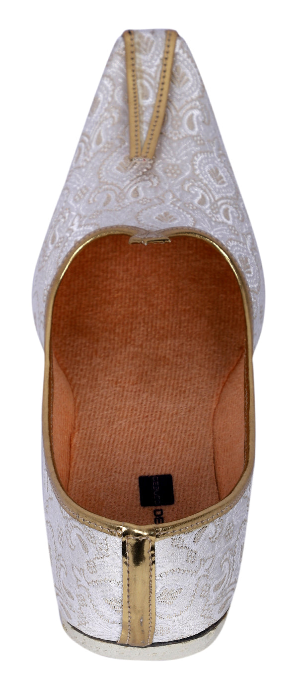 DEEUCO Men's Traditional White Wedding and Sherwani Jutti,Mojari