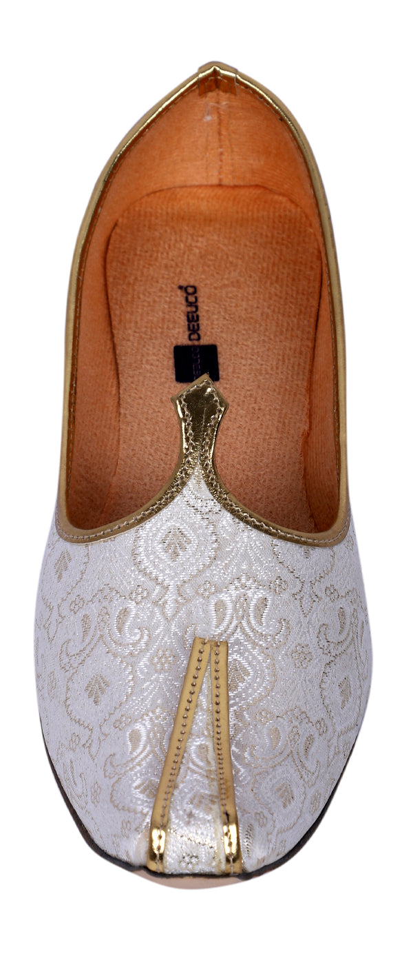 DEEUCO Men's Traditional White Wedding and Sherwani Jutti,Mojari