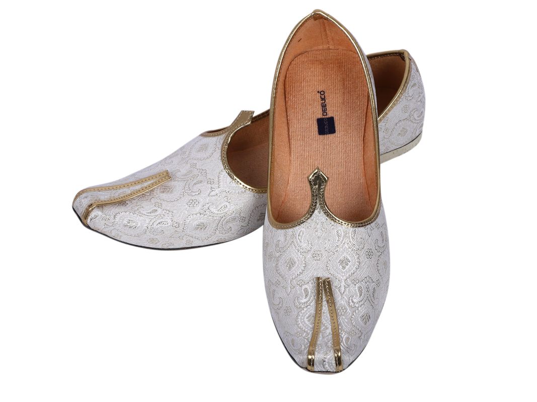 DEEUCO Men's Traditional White Wedding and Sherwani Jutti,Mojari