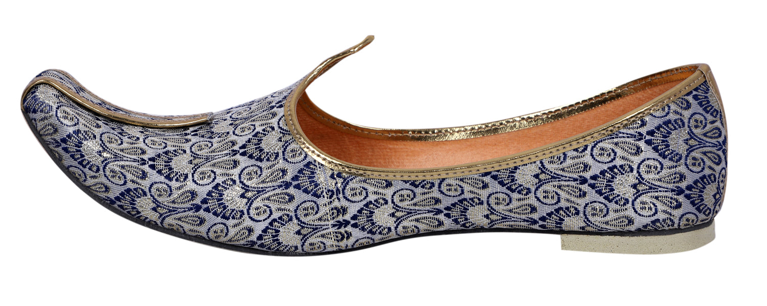 DEEUCO Men's Traditional Blue Wedding and Sherwani Jutti,Mojari