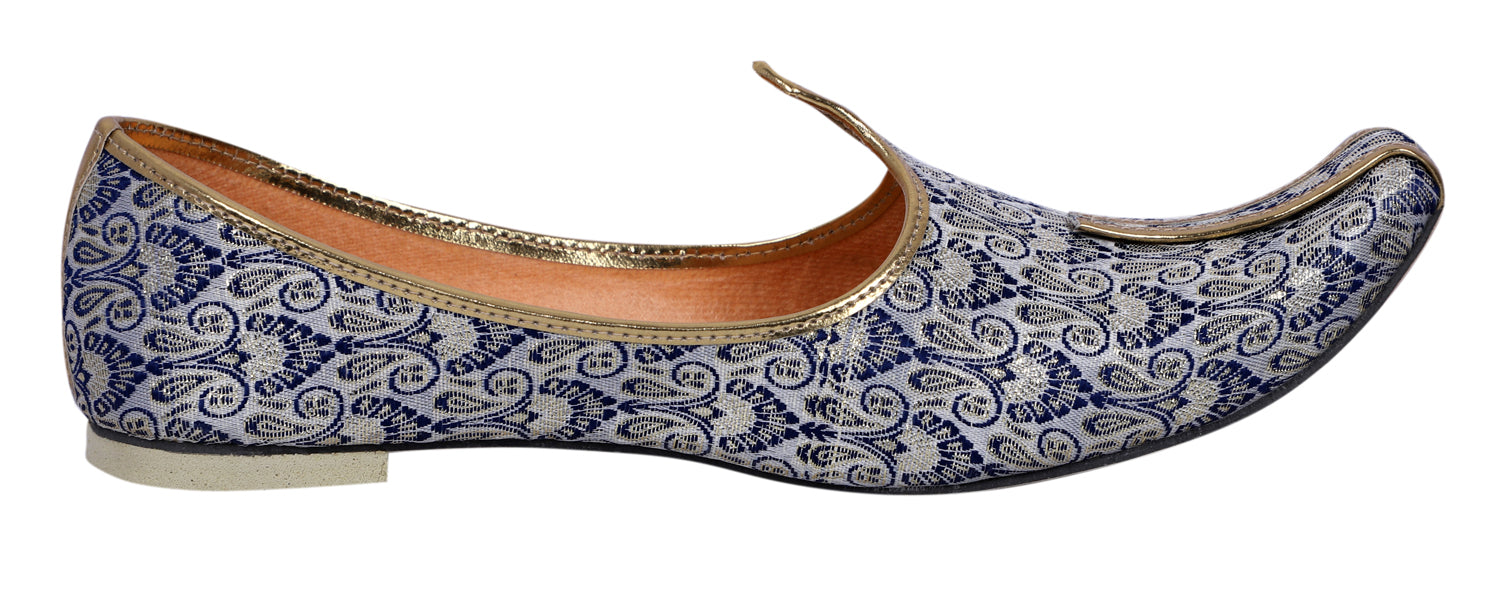 DEEUCO Men's Traditional Blue Wedding and Sherwani Jutti,Mojari