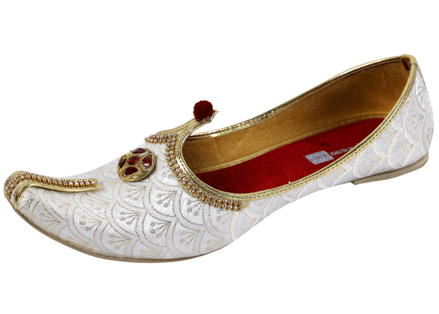 DEEUCO Men's Ethnic Cream and Golden Wedding and Sherwani Jutti,Mojari