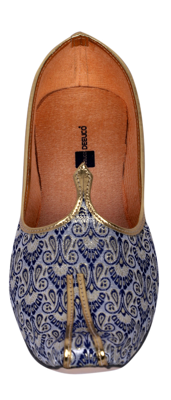 DEEUCO Men's Traditional Blue Wedding and Sherwani Jutti,Mojari