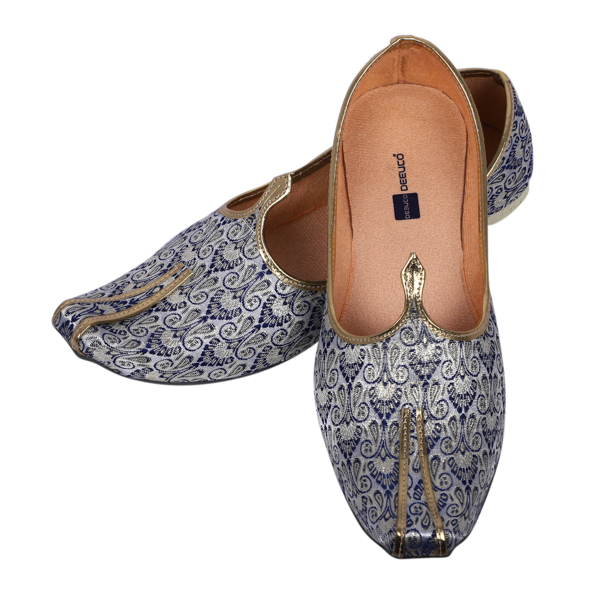 DEEUCO Men's Traditional Blue Wedding and Sherwani Jutti,Mojari