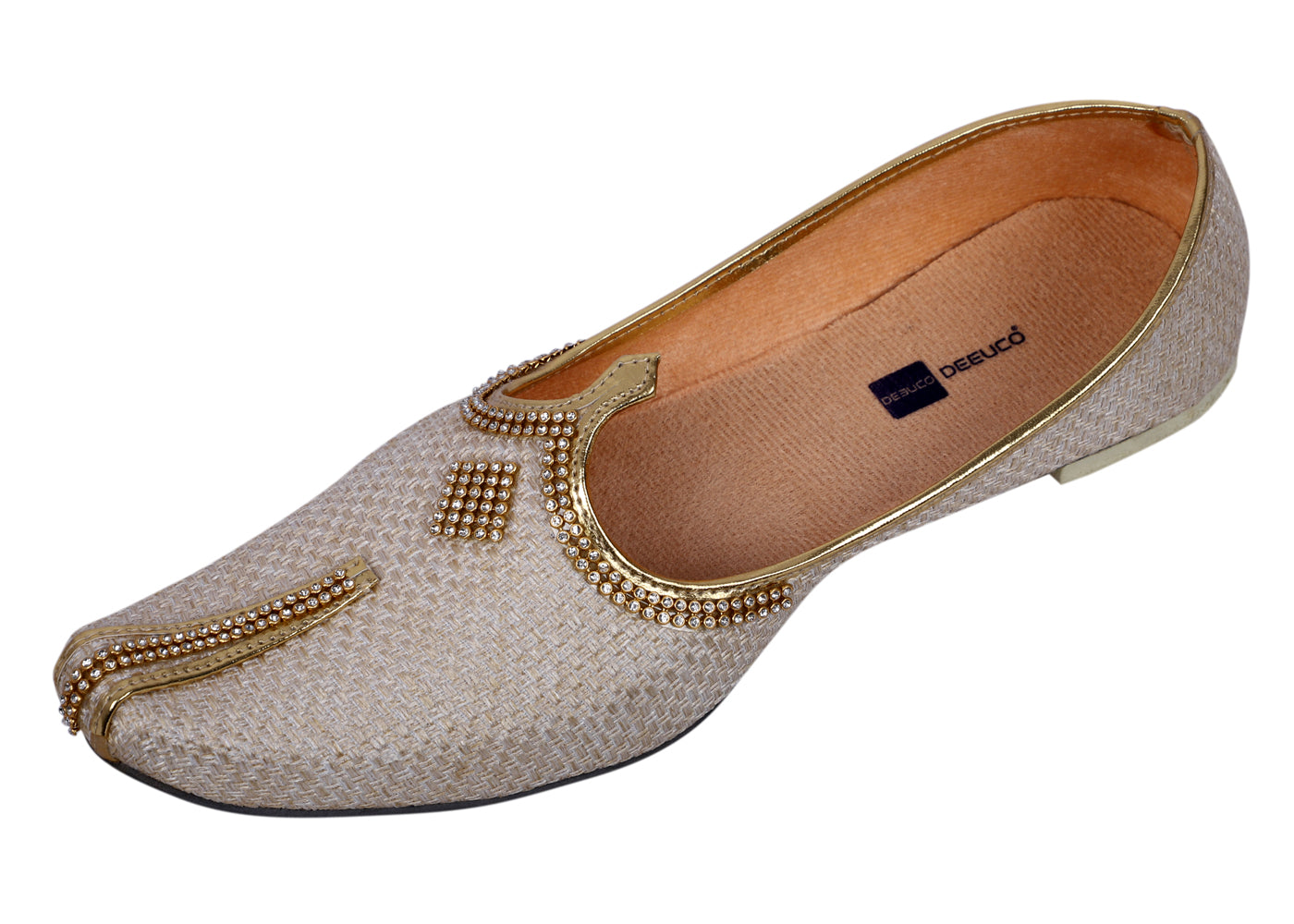 DEEUCO Men's Traditional Cream Wedding and Sherwani Jutti,Mojari