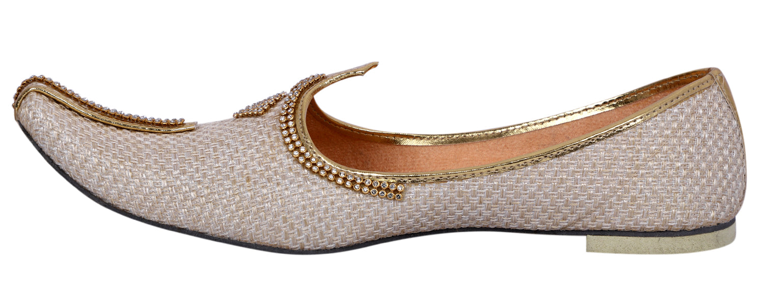 DEEUCO Men's Traditional Cream Wedding and Sherwani Jutti,Mojari