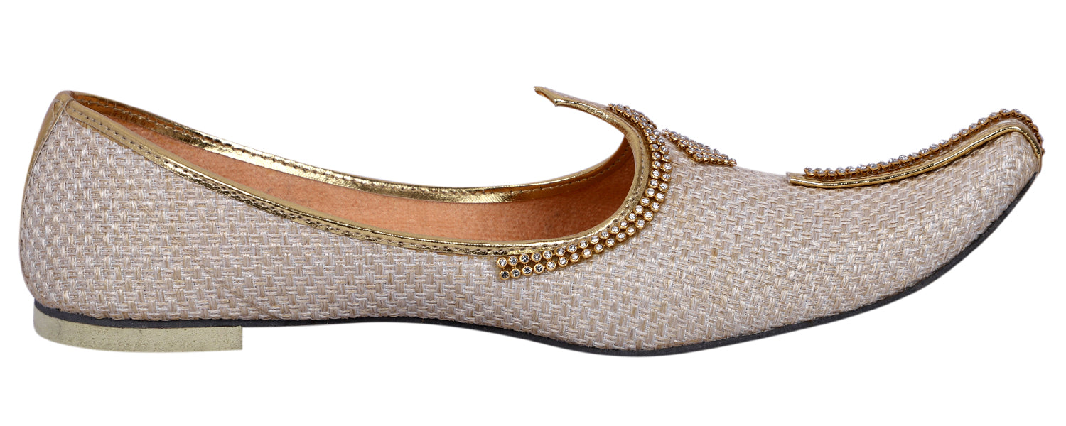 DEEUCO Men's Traditional Cream Wedding and Sherwani Jutti,Mojari