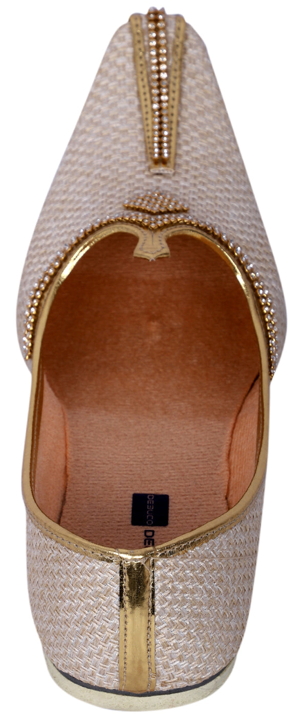 DEEUCO Men's Traditional Cream Wedding and Sherwani Jutti,Mojari