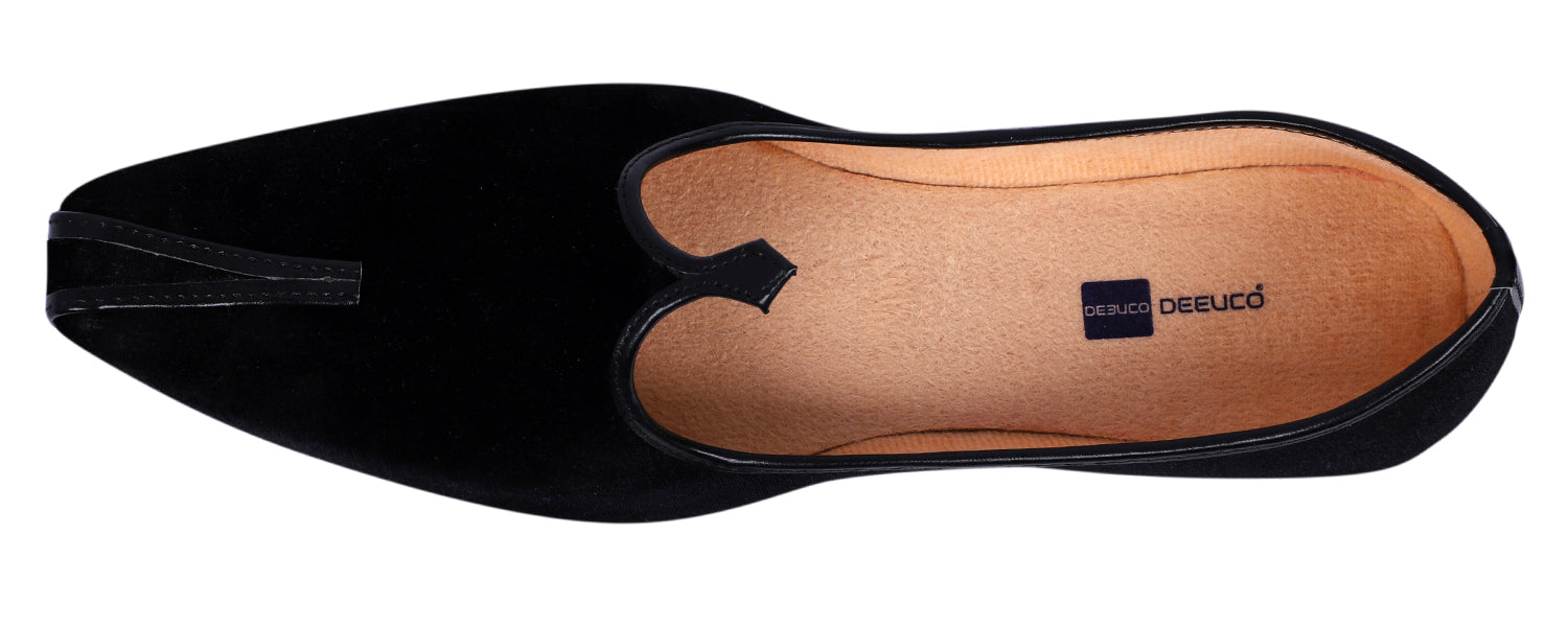 DEEUCO Men's Traditional Black Velvet Wedding and Sherwani Jutti,Mojari