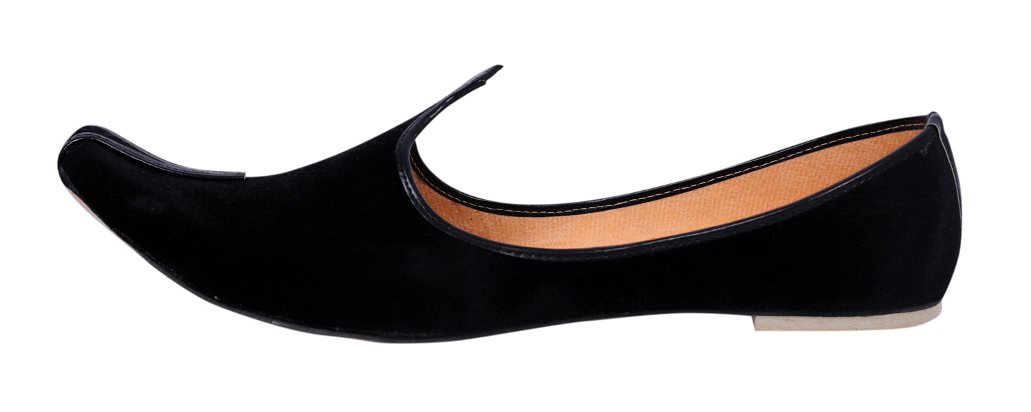 DEEUCO Men's Traditional Black Velvet Wedding and Sherwani Jutti,Mojari