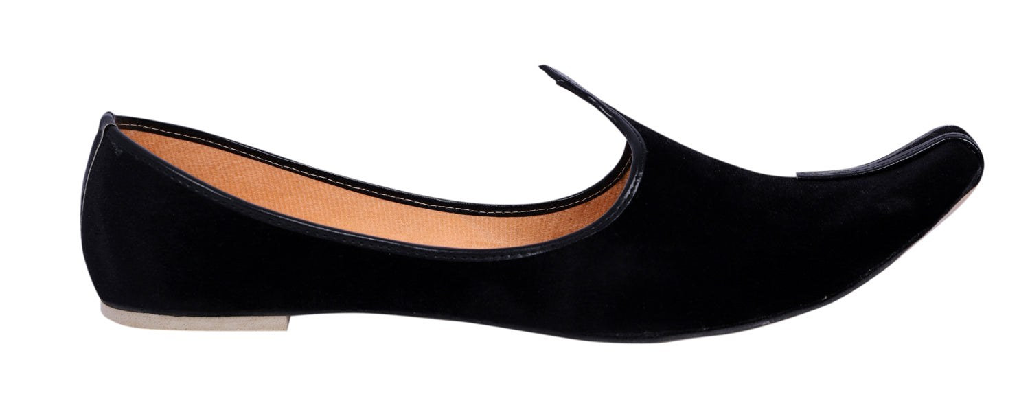 DEEUCO Men's Traditional Black Velvet Wedding and Sherwani Jutti,Mojari