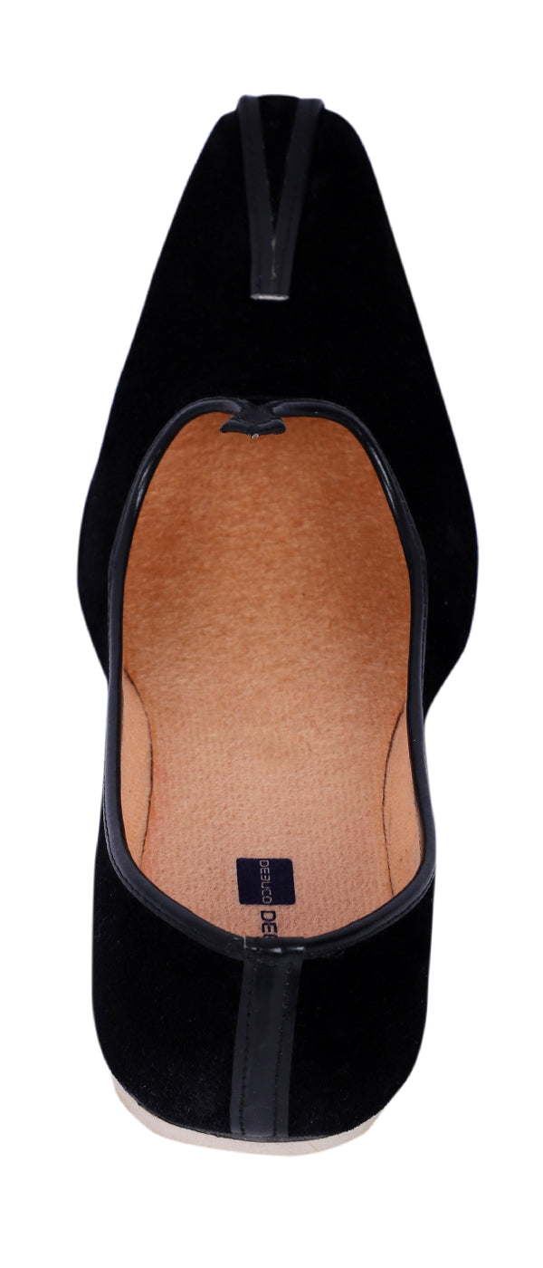 DEEUCO Men's Traditional Black Velvet Wedding and Sherwani Jutti,Mojari