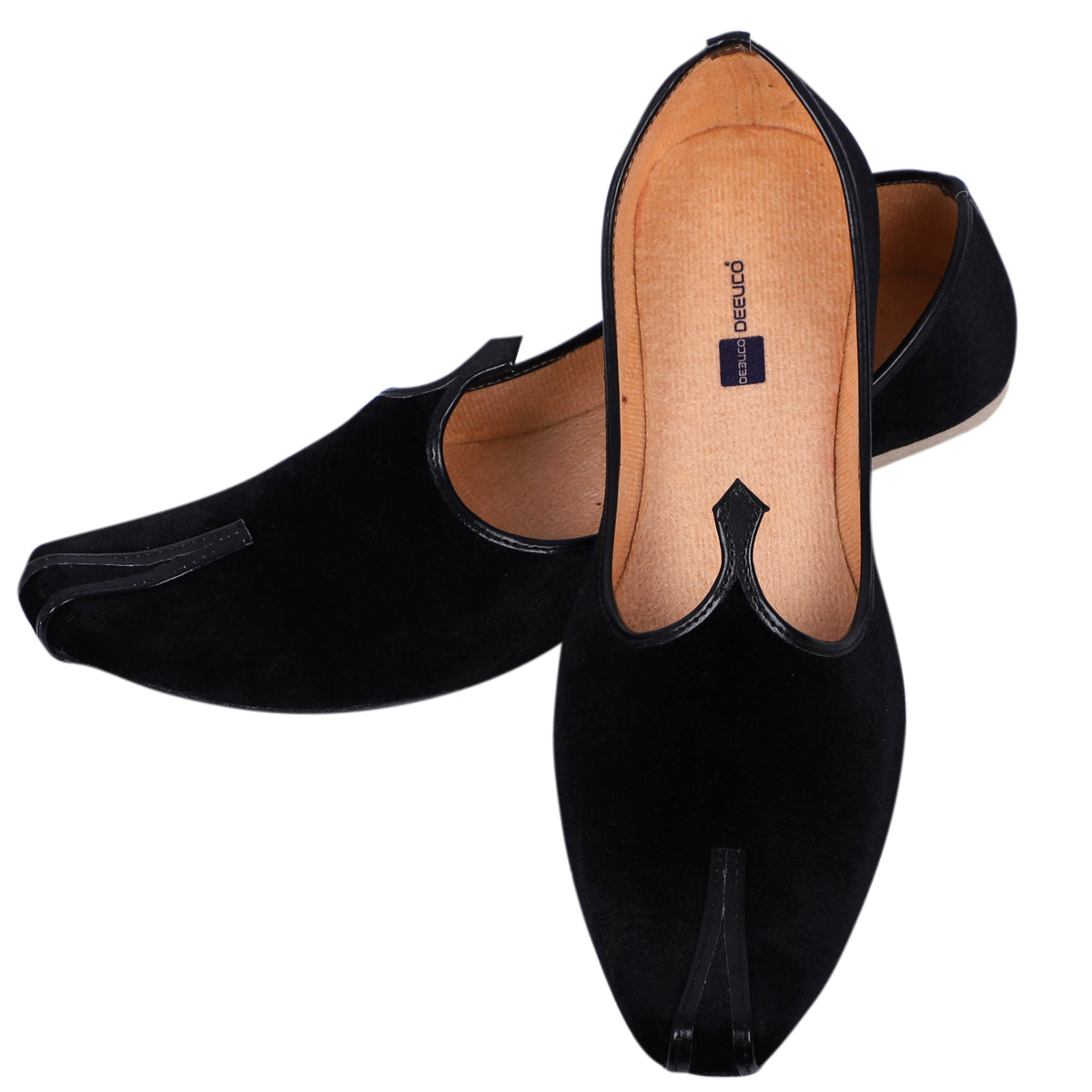 DEEUCO Men's Traditional Black Velvet Wedding and Sherwani Jutti,Mojari