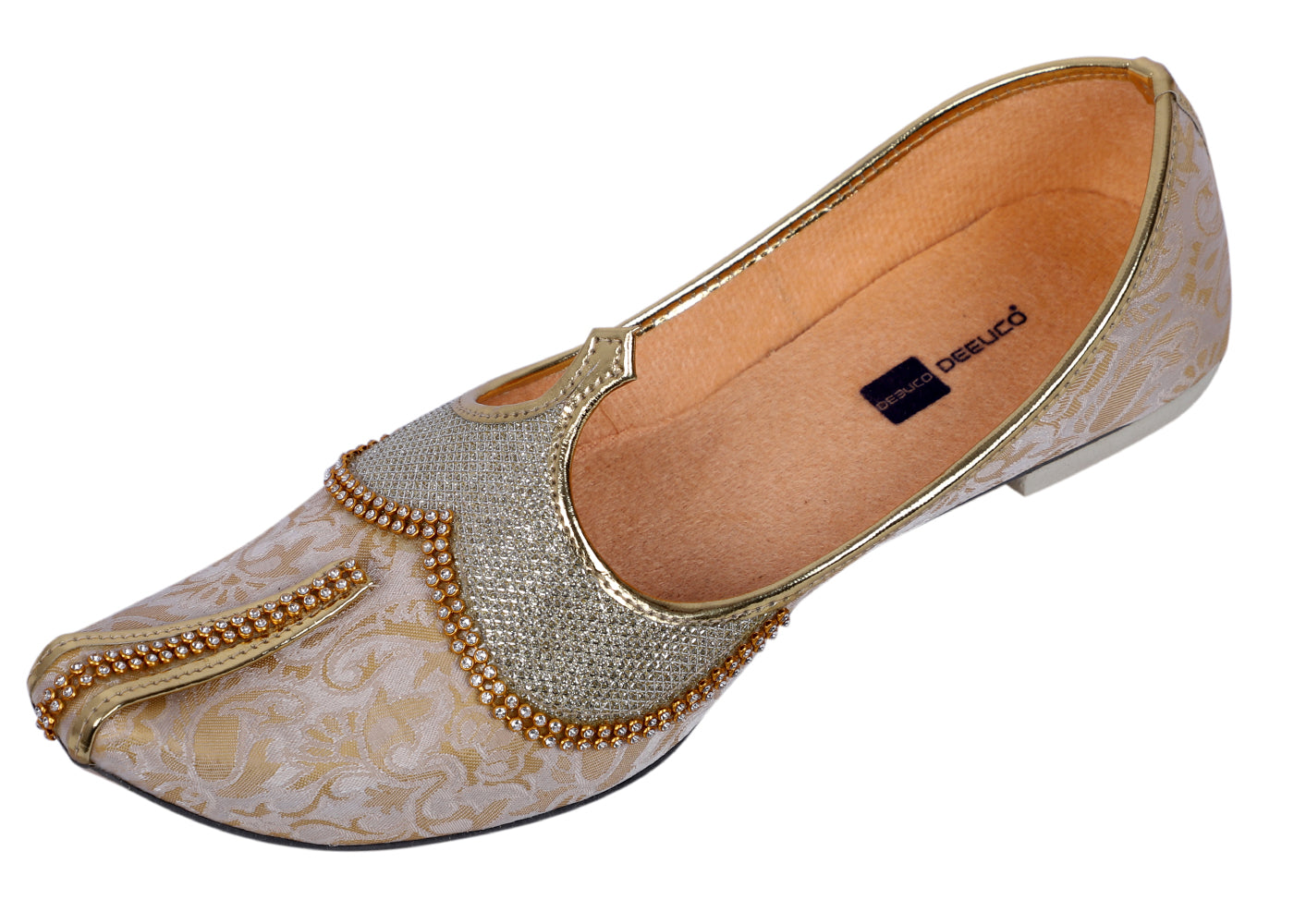 DEEUCO Men's Traditional Golden Wedding and Sherwani Jutti,Mojari