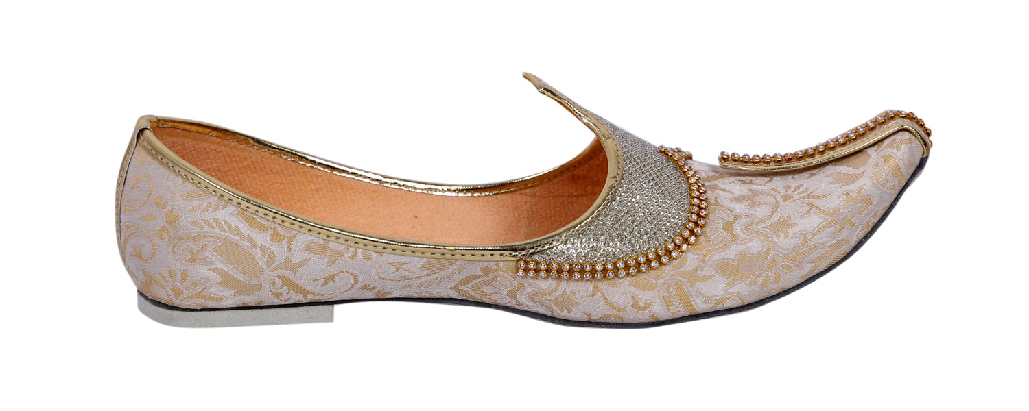 DEEUCO Men's Traditional Golden Wedding and Sherwani Jutti,Mojari