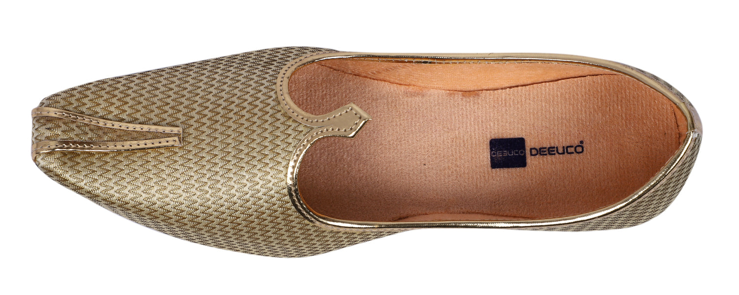 DEEUCO Men's Traditional Golden Wedding and Sherwani Jutti,Mojari