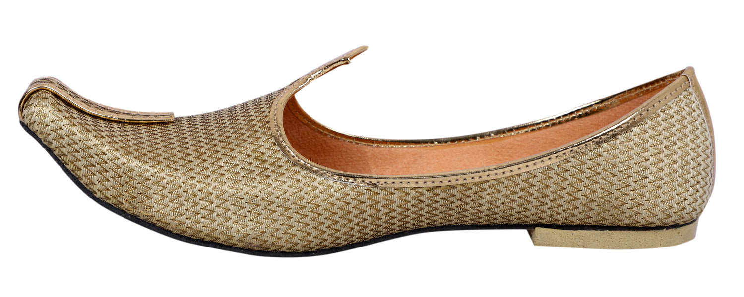 DEEUCO Men's Traditional Golden Wedding and Sherwani Jutti,Mojari