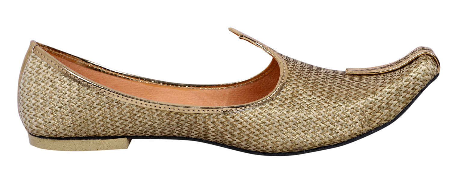 DEEUCO Men's Traditional Golden Wedding and Sherwani Jutti,Mojari