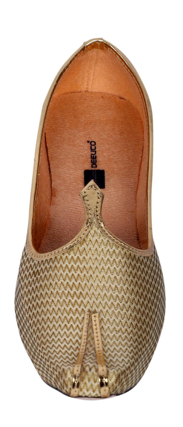 DEEUCO Men's Traditional Golden Wedding and Sherwani Jutti,Mojari