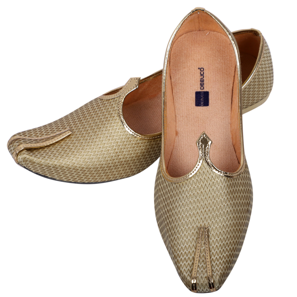 DEEUCO Men's Traditional Golden Wedding and Sherwani Jutti,Mojari