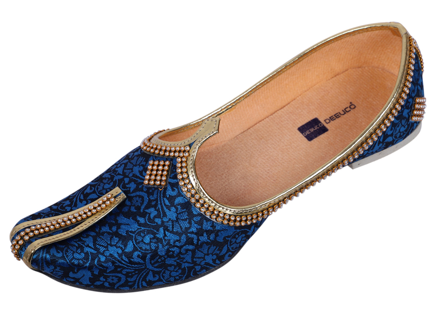 DEEUCO Men's Traditional Royal Blue Wedding and Sherwani Jutti,Mojari