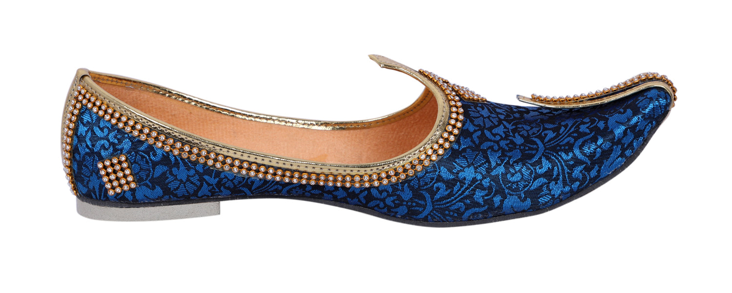 DEEUCO Men's Traditional Royal Blue Wedding and Sherwani Jutti,Mojari