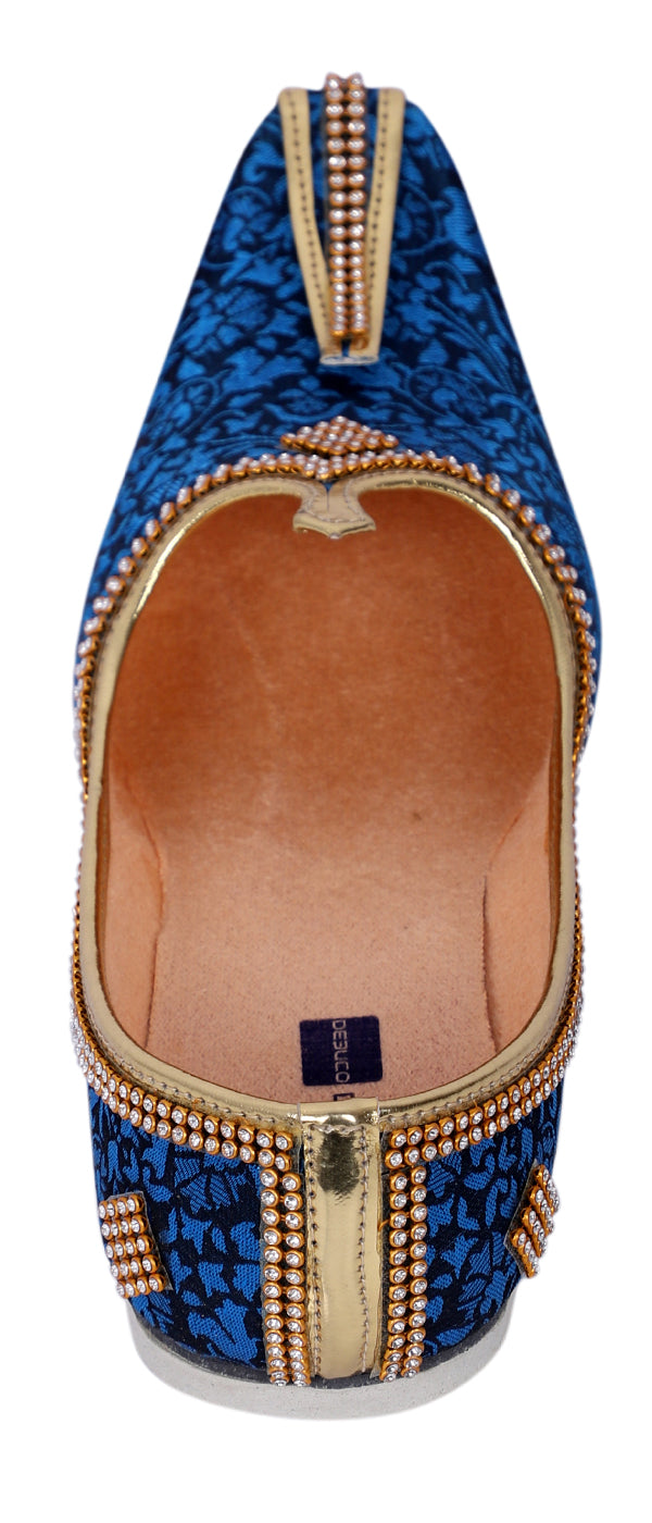 DEEUCO Men's Traditional Royal Blue Wedding and Sherwani Jutti,Mojari