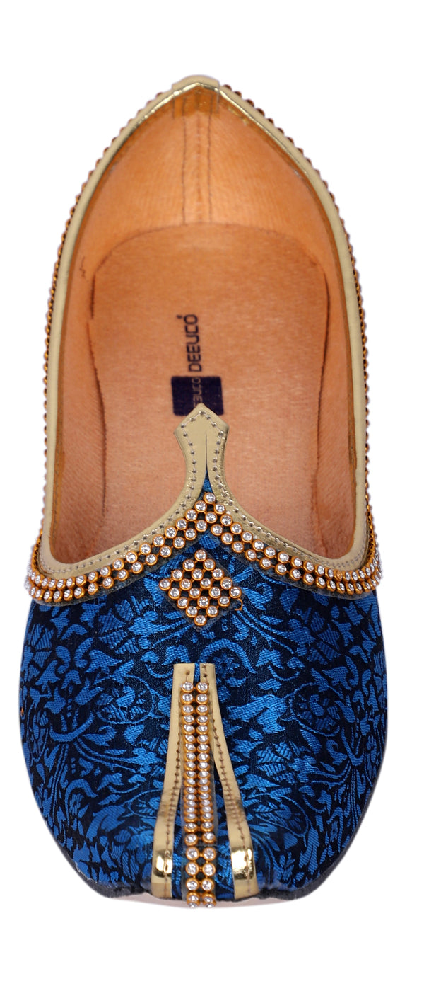 DEEUCO Men's Traditional Royal Blue Wedding and Sherwani Jutti,Mojari