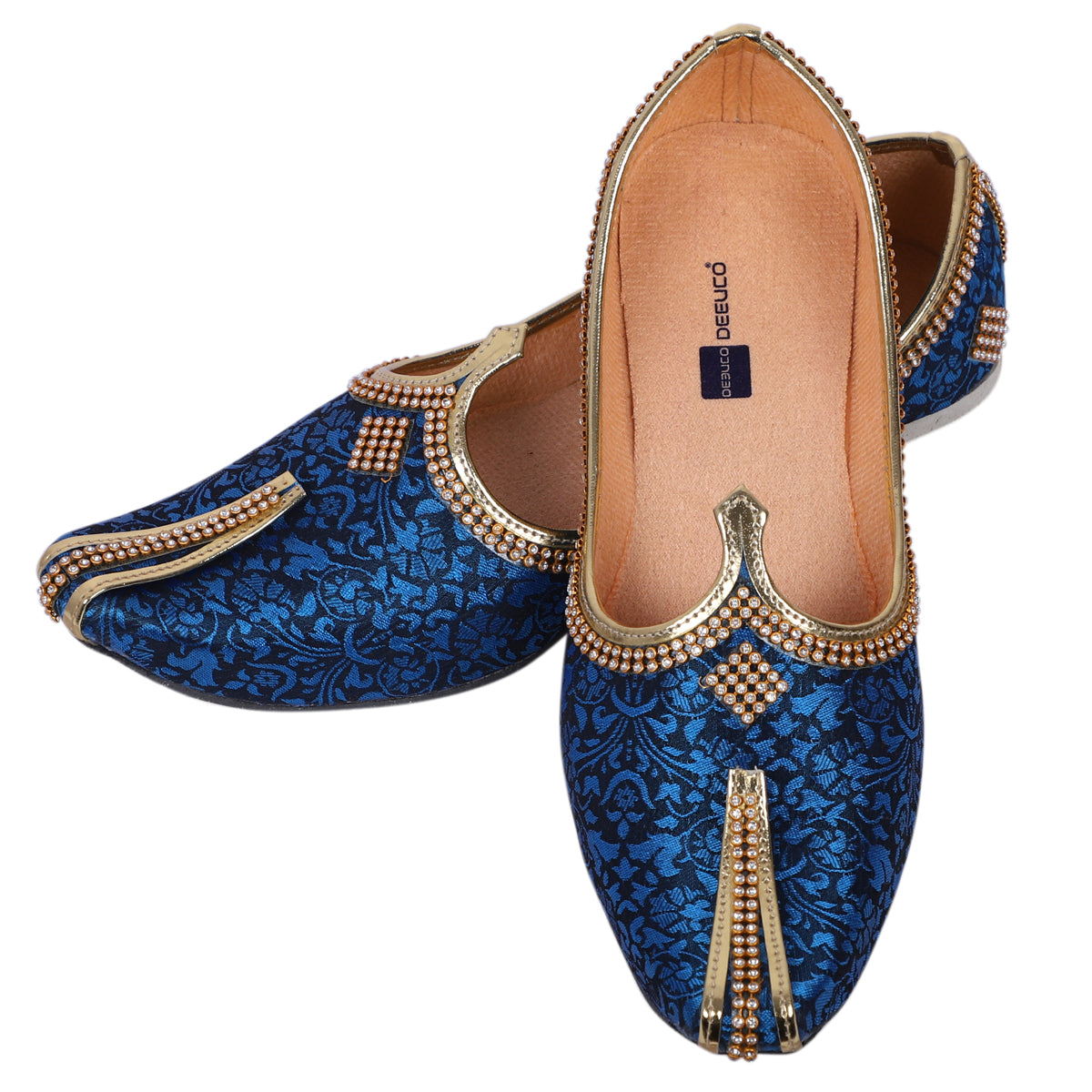 DEEUCO Men's Traditional Royal Blue Wedding and Sherwani Jutti,Mojari