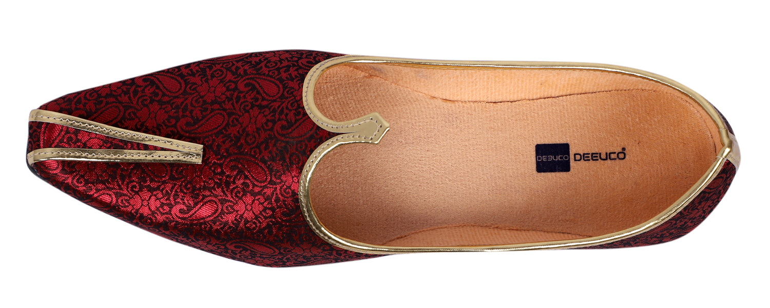 DEEUCO Men's Traditional Maroon Wedding and Sherwani Jutti,Mojari